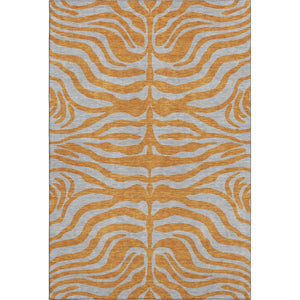 HomeRoots 10' X 14' Vibrant Orange & Gray Animal Print Area Rug - Washable, UV-Protected, and Stain-Resistant! 681839