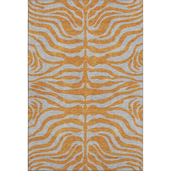 HomeRoots 10' X 14' Vibrant Orange & Gray Animal Print Area Rug - Washable, UV-Protected, and Stain-Resistant! 681839