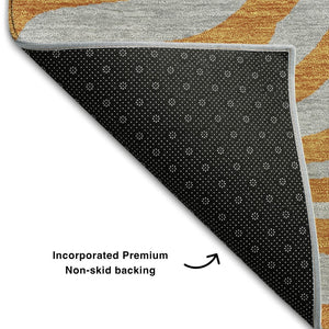 HomeRoots 10' X 14' Vibrant Orange & Gray Animal Print Area Rug - Washable, UV-Protected, and Stain-Resistant! 681839