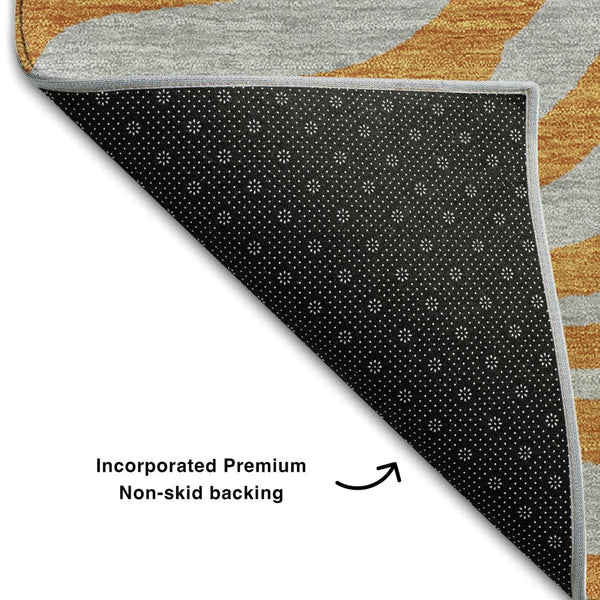 HomeRoots 10' X 14' Vibrant Orange & Gray Animal Print Area Rug - Washable, UV-Protected, and Stain-Resistant! 681839
