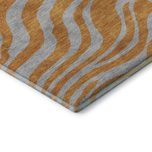HomeRoots 10' X 14' Vibrant Orange & Gray Animal Print Area Rug - Washable, UV-Protected, and Stain-Resistant! 681839