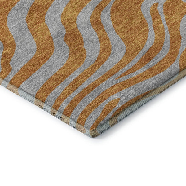 HomeRoots 10' X 14' Vibrant Orange & Gray Animal Print Area Rug - Washable, UV-Protected, and Stain-Resistant! 681839