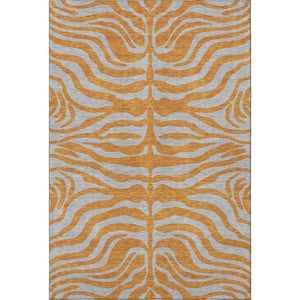 HomeRoots 10' X 14' Vibrant Orange & Gray Animal Print Area Rug - Washable, UV-Protected, and Stain-Resistant! 681839