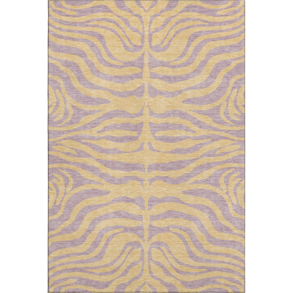 HomeRoots 5' X 8' Stylish Peach & Lavender Animal Print Area Rug - Washable, UV Protected, Stain Resistant! 681841