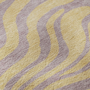 HomeRoots 8' Washable Peach and Lavender Animal Print Round Rug with UV Protection for Stylish Spaces 681842