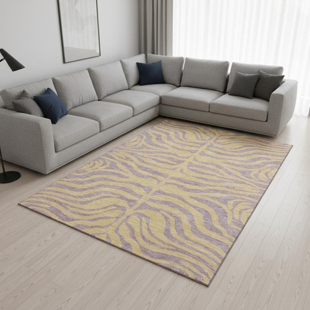 HomeRoots 9' X 12' Stylish Peach & Lavender Animal Print Rug – Washable, Stain Resistant & UV Protected! 681844
