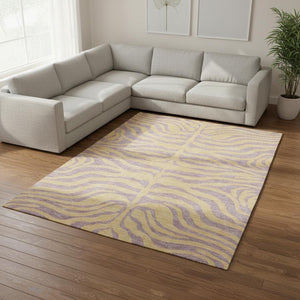 HomeRoots 10' X 14' Stylish Peach & Lavender Animal Print Area Rug - Washable, UV Protected & Stain Resistant! 681845