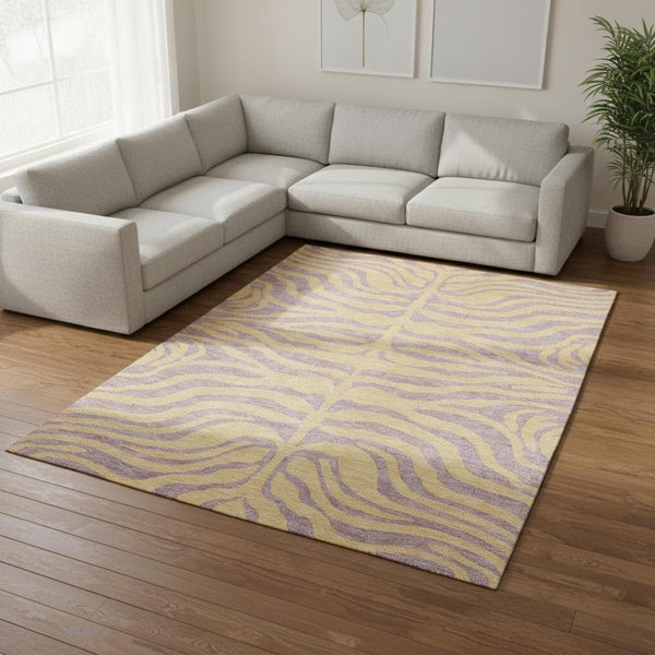 HomeRoots 10' X 14' Stylish Peach & Lavender Animal Print Area Rug - Washable, UV Protected & Stain Resistant! 681845