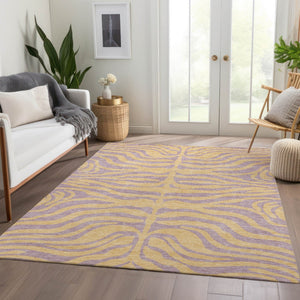 HomeRoots 10' X 14' Stylish Peach & Lavender Animal Print Area Rug - Washable, UV Protected & Stain Resistant! 681845