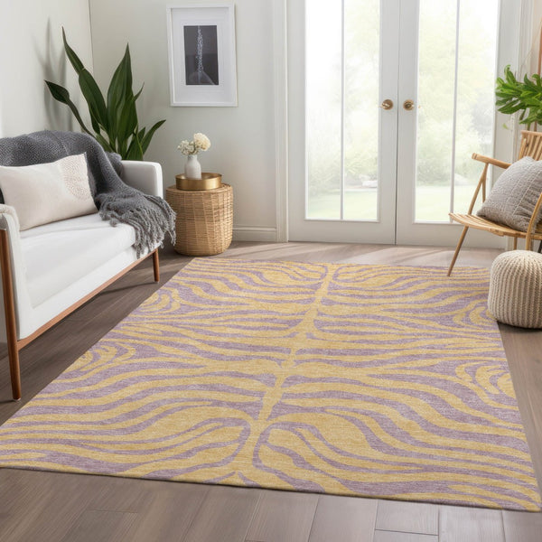 HomeRoots 10' X 14' Stylish Peach & Lavender Animal Print Area Rug - Washable, UV Protected & Stain Resistant! 681845