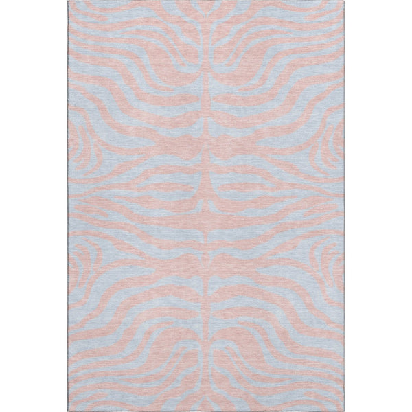 HomeRoots 5' X 8' Vibrant Pink and Sky Blue Animal Print Area Rug – Washable, Stain Resistant, UV Protected 681847