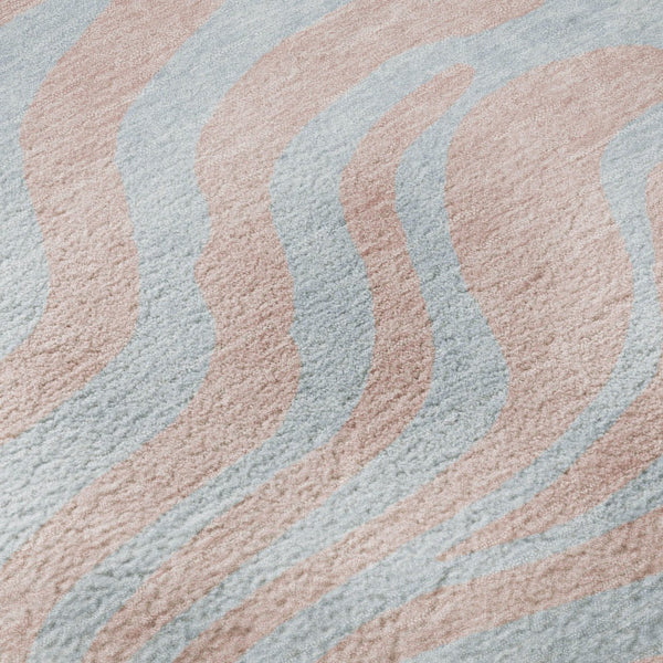 HomeRoots 8' Vibrant Pink and Sky Blue Animal Print Washable Round Rug with UV Protection for Busy Homes 681848