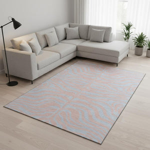 HomeRoots 8' X 10' Playful Pink & Sky Blue Animal Print Area Rug - Washable, UV-Protected, and Stain-Resistant! 681849