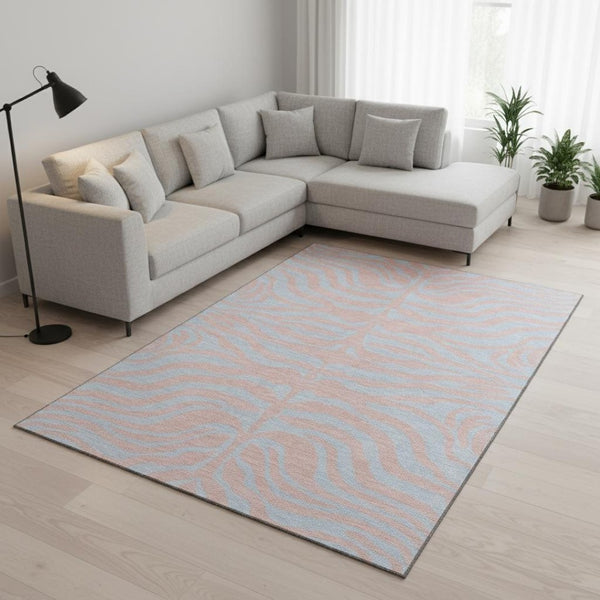 HomeRoots 8' X 10' Playful Pink & Sky Blue Animal Print Area Rug - Washable, UV-Protected, and Stain-Resistant! 681849