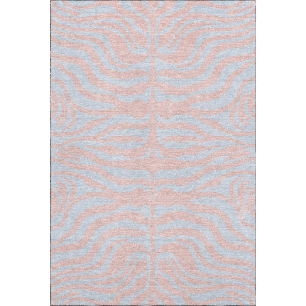 HomeRoots 9' X 12' Pink & Sky Blue Animal Print Area Rug - Washable, UV Protected, Durable for Kids & Pets 681850