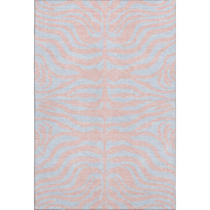 HomeRoots 9' X 12' Pink & Sky Blue Animal Print Area Rug - Washable, UV Protected, Durable for Kids & Pets 681850