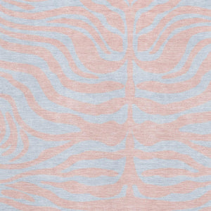 HomeRoots 9' X 12' Pink & Sky Blue Animal Print Area Rug - Washable, UV Protected, Durable for Kids & Pets 681850