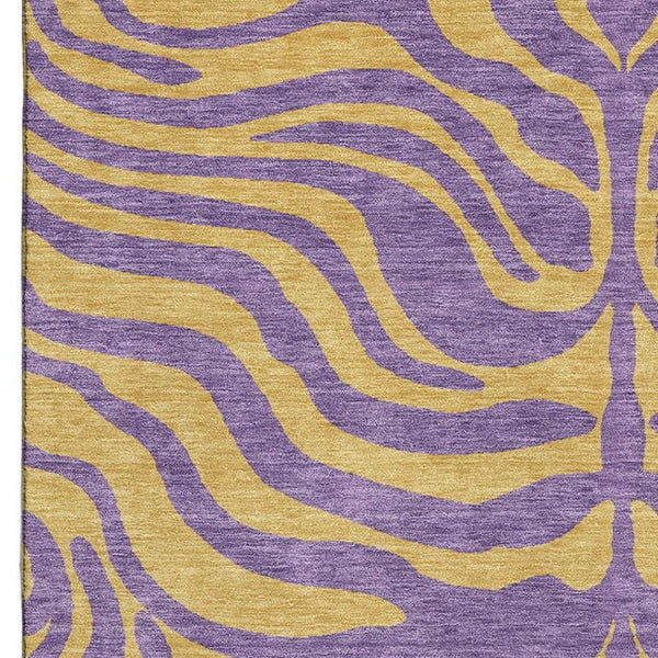 HomeRoots 5' X 8' Animal Print Area Rug in Purple & Peach - Washable, UV-Protected, Durable & Stylish Decor 681853