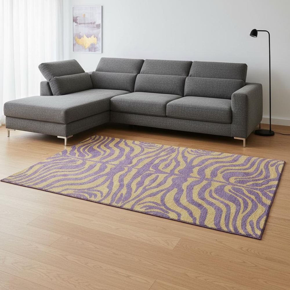 HomeRoots 8' X 10' Washable Purple & Peach Animal Print Area Rug – Stain Resistant with UV Protection! 681855