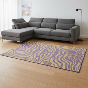 HomeRoots 8' X 10' Washable Purple & Peach Animal Print Area Rug – Stain Resistant with UV Protection! 681855