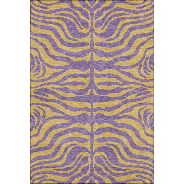 HomeRoots 9' X 12' Stylish Purple & Peach Animal Print Washable Area Rug with UV Protection for Home Elegance 681856