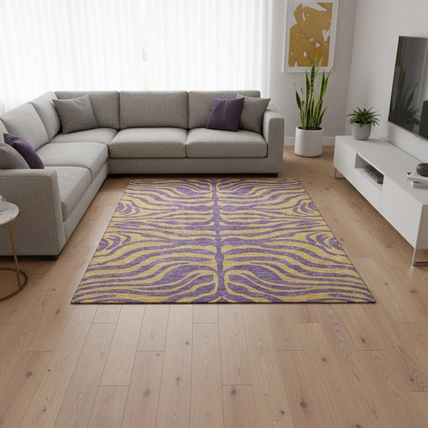 HomeRoots 10' X 14' Purple & Peach Animal Print Area Rug - Washable, UV Protected, Perfect for High-Traffic Homes 681857