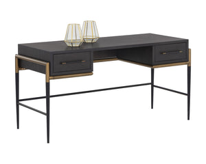 Sunpan Weldrick Desk - Elegant Acacia Wood Design with Soft Closing Drawers and Antique Brass Accents Espresso