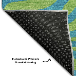 HomeRoots 8' X 10' Vibrant Teal & Lime Green Animal Print Area Rug - Washable, UV Protected & Durable Design 681861