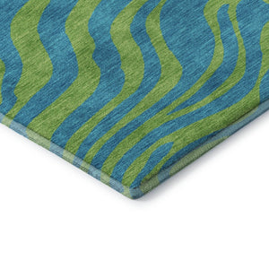 HomeRoots 8' X 10' Vibrant Teal & Lime Green Animal Print Area Rug - Washable, UV Protected & Durable Design 681861