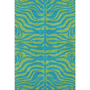 HomeRoots 8' X 10' Vibrant Teal & Lime Green Animal Print Area Rug - Washable, UV Protected & Durable Design 681861