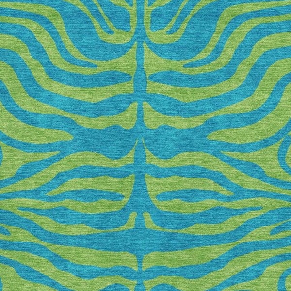 HomeRoots 9' X 12' Vibrant Teal & Lime Green Animal Print Area Rug - Washable, UV-Protected, Stylish & Durable 681862