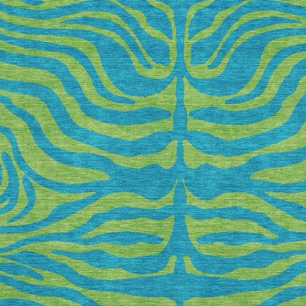 HomeRoots 10' X 14' Teal & Lime Green Animal Print Rug - Washable, UV-Protected, Durable for Homes with Kids & Pets 681863