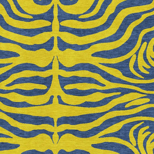 HomeRoots 8' X 10' Washable Yellow & Navy Animal Print Area Rug with UV Protection for Homes with Kids & Pets 681867