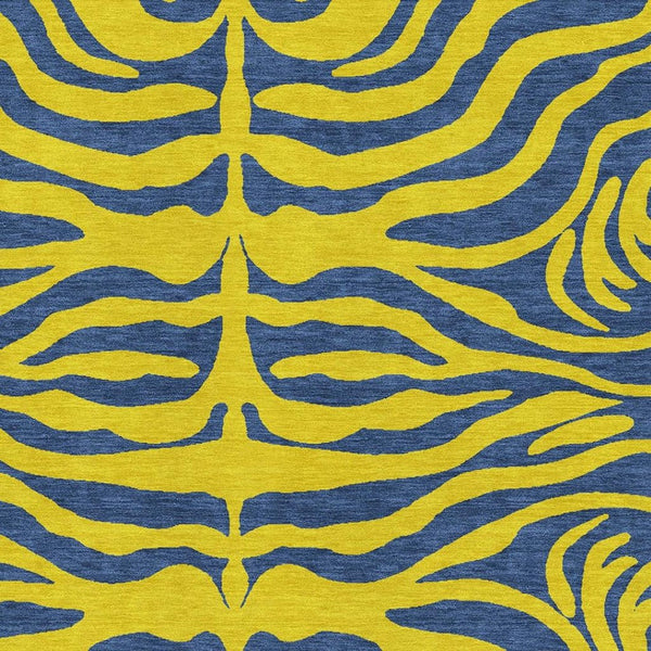 HomeRoots 8' X 10' Washable Yellow & Navy Animal Print Area Rug with UV Protection for Homes with Kids & Pets 681867