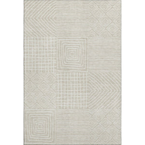 HomeRoots 5' X 8' Beige & Ivory Geometric Area Rug – Washable, Stain Resistant, UV Protected, Non-Slip Backing! 681871
