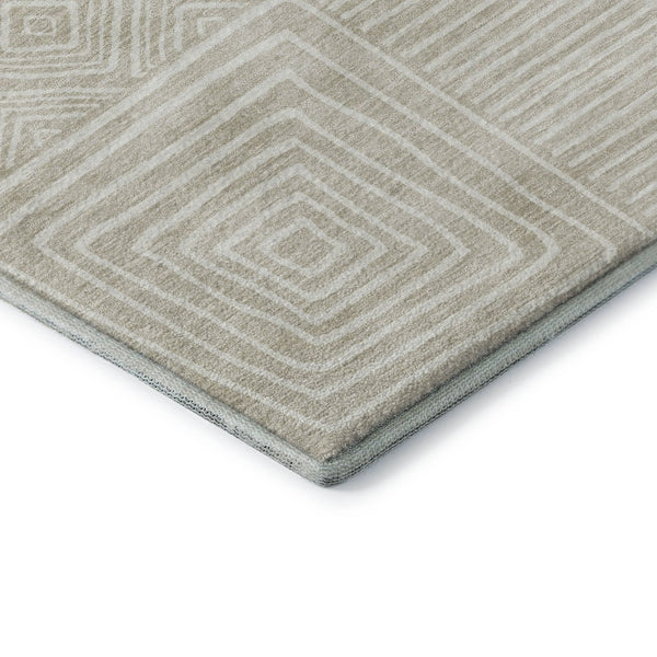 HomeRoots 5' X 8' Beige & Ivory Geometric Area Rug – Washable, Stain Resistant, UV Protected, Non-Slip Backing! 681871