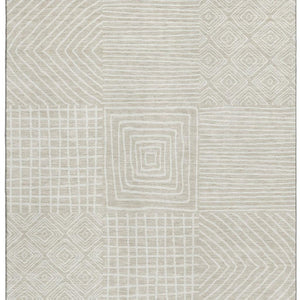 HomeRoots 5' X 8' Beige & Ivory Geometric Area Rug – Washable, Stain Resistant, UV Protected, Non-Slip Backing! 681871