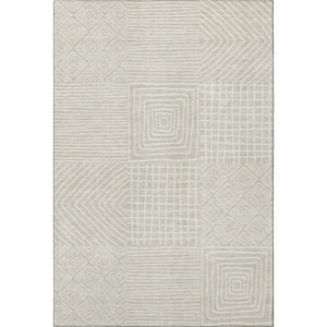 HomeRoots 5' X 8' Beige & Ivory Geometric Area Rug – Washable, Stain Resistant, UV Protected, Non-Slip Backing! 681871