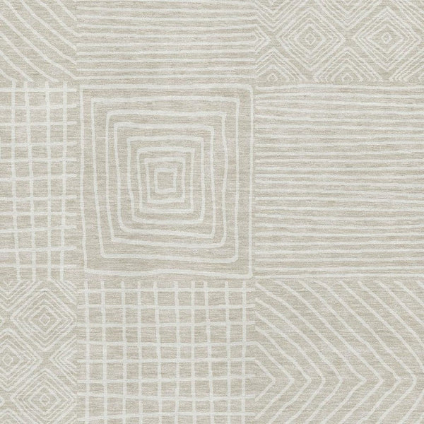 HomeRoots 8' X 10' Beige and Ivory Geometric Washable Area Rug - UV Protected, Stylish, and Stain Resistant! 681873