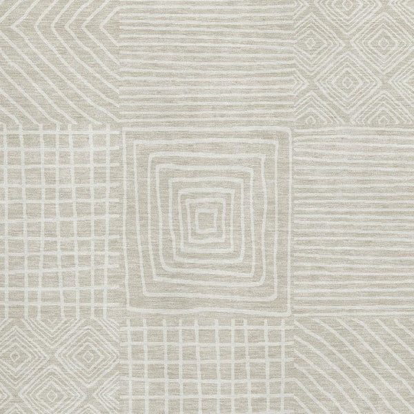 HomeRoots 9' X 12' Beige and Ivory Geometric Area Rug - Washable, UV Protected, Perfect for Pets & Kids! 681874
