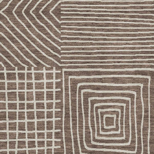 HomeRoots 5' X 8' Stylish Brown & Beige Geometric Area Rug - Washable, UV Protected, Perfect for Families! 681877