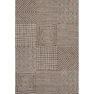 HomeRoots 8' X 10' Brown And Beige Geometric Area Rug – Durable, Washable, UV-Protected for Active Homes! 681879