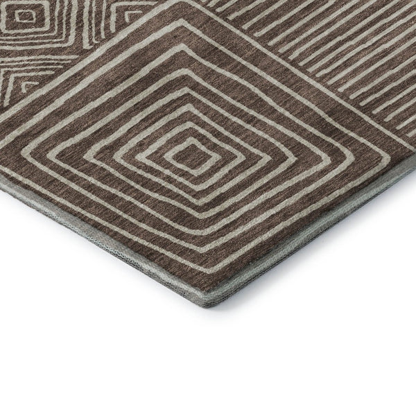 HomeRoots 8' X 10' Brown And Beige Geometric Area Rug – Durable, Washable, UV-Protected for Active Homes! 681879