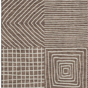 HomeRoots 8' X 10' Brown And Beige Geometric Area Rug – Durable, Washable, UV-Protected for Active Homes! 681879