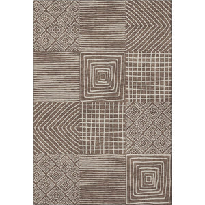 HomeRoots 8' X 10' Brown And Beige Geometric Area Rug – Durable, Washable, UV-Protected for Active Homes! 681879
