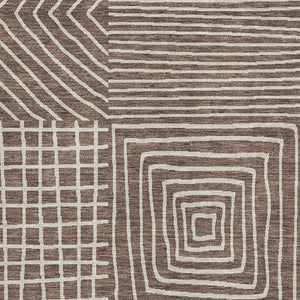HomeRoots 9' X 12' Stylish Brown & Beige Geometric Washable Area Rug with UV Protection for Family Spaces 681880