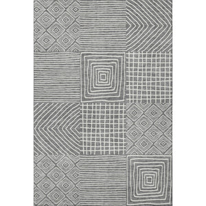 HomeRoots 8' X 10' Charcoal & Ivory Geometric Area Rug - Washable, Durable, UV Protected for High-Traffic Homes 681885