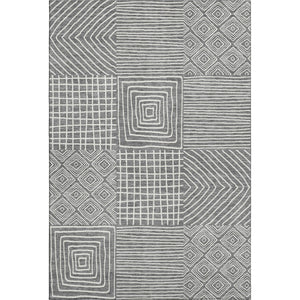 HomeRoots 9' X 12' Charcoal & Ivory Geometric Area Rug – Stylish, Washable, UV-Protected & Pet-Friendly Design 681886