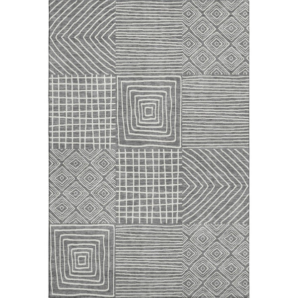 HomeRoots 9' X 12' Charcoal & Ivory Geometric Area Rug – Stylish, Washable, UV-Protected & Pet-Friendly Design 681886