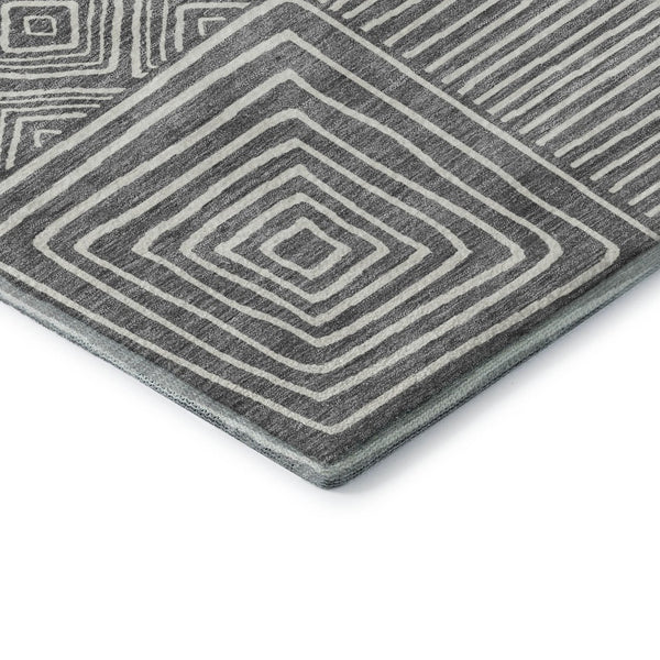 HomeRoots 9' X 12' Charcoal & Ivory Geometric Area Rug – Stylish, Washable, UV-Protected & Pet-Friendly Design 681886